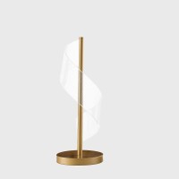 19 Inch Accent Table Lamp, S Design Wave Shade, Metal Base, White, Gold