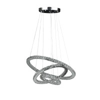 12-47 Inch Adjustable Chandelier, Offset Circle Design Silver Chrome Finish