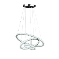 12-47 Inch Adjustable Chandelier, Offset Circle Design Silver Chrome Finish