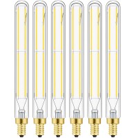 Leools E12 Led Bulb Dimmable 6W Equal 60-75 Watt Light Bulb,7.3 Inch Long Led Tubular Light Bulbs,4000K Daylight Ac120V 750Lm T6 E12 Candelabra Bulb 60 Watt For Chandeliers.6Pack