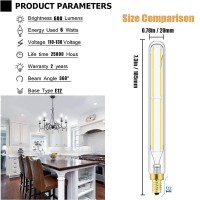 Leools E12 Led Bulb Dimmable 6W Equal 60-75 Watt Light Bulb,7.3 Inch Long Led Tubular Light Bulbs,4000K Daylight Ac120V 750Lm T6 E12 Candelabra Bulb 60 Watt For Chandeliers.6Pack