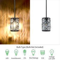 Modern Crystal Pendant Light Fixture 2Pack Matte Black Finish Hanging Lighting Crystal Chandelier For Living Room Kitchen