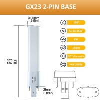 Bonlux 6W Gx23 Led Light Bulbs, Led Pl-C Gx23-2 Base Bulb 13W Cfl Replacement Warm White 3000K, Gx23 2-Pin Base Led Pl Horizontal Recessed Down Light Bulb (Remove/Bypass The Ballast, 4-Pack)