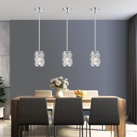 Modern Crystal Pendant Light Fixture 3Pack Chrome Finish Hanging Lighting Crystal Chandelier For Kitchen Island