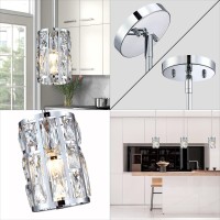 Modern Crystal Pendant Light Fixture 3Pack Chrome Finish Hanging Lighting Crystal Chandelier For Kitchen Island