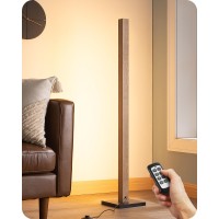 Edishine Wood Led Corner Floor Lamp Modern Dimmable Light With Remote Minimalist Standing Floor Light For Living Room Bedroom