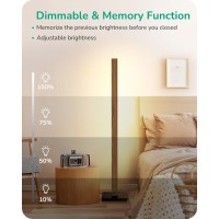 Edishine Wood Led Corner Floor Lamp Modern Dimmable Light With Remote Minimalist Standing Floor Light For Living Room Bedroom