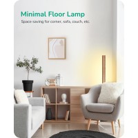 Edishine Wood Led Corner Floor Lamp Modern Dimmable Light With Remote Minimalist Standing Floor Light For Living Room Bedroom