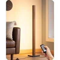 Edishine Mid Century Modern Floor Lamp With Remote Dimmable Wood Led Corner Light Minimalist Standing Mood Lighting For Living