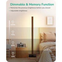 Edishine Mid Century Modern Floor Lamp With Remote Dimmable Wood Led Corner Light Minimalist Standing Mood Lighting For Living