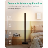 Edishine Wooden Led Corner Floor Lamp Minimalist Dimmable Stick Light With Remote Modern Standing Light For Living Room Bedro