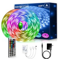 Daybetter Waterproof Led Light Strips, Outdoor Led Strip Lights 40Ft (2 Rolls Of 20Ft) Color Changing 5050 Rgb Led Strip Lights With Remote Control, Led Lights For Indoor Outdoor Use, Ip65