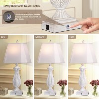 3Way Dimmable Table Lamps For Bedrooms Set Of 2 30 H Touch Lamps For Living Room With 2 Usb Ports And Ac Outlet White Merma