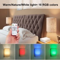 Arixinks Wireless Wall Light With Remote Control Battery Operated Wall Sconce Light Set Of Two,Rgb Indoor Wall Lamps With Fabric Shade,Led Wall Light For Bedroom Living Room Hallway With Dimmer Timer