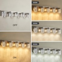 Bathroom Light Fixtures 5 Light Brushed Nickel Bathroom Vanity Light Crystal Bubble Glass With Dimmable 3Color Lights Modern