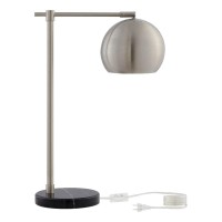 Kendric Table Lamp 5Ft Power Cord, Marble Stone Base , Stainless Steel