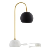 Ambar Table Lamp 5Ft Power Cord, Marble Stone Base , Black