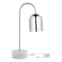 Rya Table Lamp 5Ft Power Cord, Marble Stone Base , Chrome