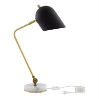 Armin Table Lamp 5Ft Power Cord, Marble Stone Base , Black