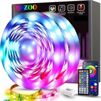 Zozoo Rgb Led Strip Lights 130Ft (2 Rolls Of 65Ft), Led Lights For Bedroom Music Sync With Color Changing By Ir Remote & App Control For Home Party Festival Decoration