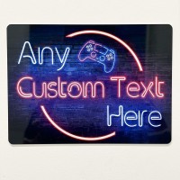 Shopquality4U Personalised Neon Effect Gamer Clipart Printed Metal Sign Wall Art A3 Bar Add Name