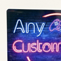 Shopquality4U Personalised Neon Effect Gamer Clipart Printed Metal Sign Wall Art A3 Bar Add Name