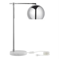 Kendric Table Lamp 5Ft Power Cord, Marble Stone Base , Chrome