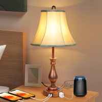 Farmhouse Table Lamp Touch Control 3-Way Dimmable Table Lamp, Modern Nightstand Lamp With 2 Usb Port Bedside Desk Lamp With Fabric Shade For Living Room Bedroom Hotel (Pack-001)