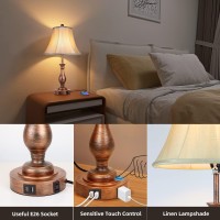 Farmhouse Table Lamp Touch Control 3-Way Dimmable Table Lamp, Modern Nightstand Lamp With 2 Usb Port Bedside Desk Lamp With Fabric Shade For Living Room Bedroom Hotel (Pack-001)