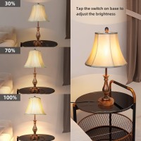 Farmhouse Table Lamp Touch Control 3-Way Dimmable Table Lamp, Modern Nightstand Lamp With 2 Usb Port Bedside Desk Lamp With Fabric Shade For Living Room Bedroom Hotel (Pack-001)