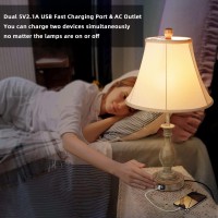 Farmhouse Table Lamp Touch Control 3-Way Dimmable Table Lamp, Modern Nightstand Lamp With 2 Usb Port Bedside Desk Lamp With Fabric Shade For Living Room Bedroom Hotel (Pack-001)