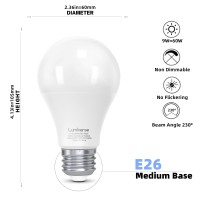 Lumiverse A19 Led Light Bulbs, 5000K Daylight 9 Watt [60W Equivalent] Non-Dimmable, E26 Led Bulb, Ul Listed (12 Pack)