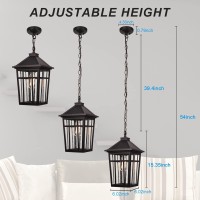 Darkaway Large Outdoor Pendant Light Fixture, 16Inch Outdoor Hanging Light Porch Lights Fixtures Anti-Rust Waterproof Aluminum With Seeded Glass For Porch Entryway Doorway Farmhouse (Black,Large)