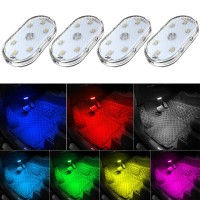 4Pcs Car LED Lights Interior Wireless 7 Colors Interior Car Light Portable USB Rechargeable Car Interior Led Night Light for Car Decor Features Operation Methord By touching Material ABSLED Lighting Color 7 colors white red green blue yellow pink purple i