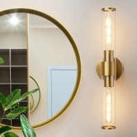 Vaziden Gold Wall Sconce Bathroom Light Fixtures In Clear Glass Indoor Wall Sconces Modern Sconce Wall Lighting Up And Down Va