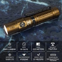 Thrunite Tc15 V3 High 2403 Lumens Flashlight, Usb C Rechargeable Led Flashlight, Ultra-Bright Cree Xhp 35.2 Led, For Indoor/Outdoor (Camping, Security And Emergency Use) Cool White - Desert Tan Cw