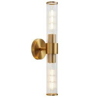 Vaziden Bathroom Light Fixtures Gold Wall Sconce In Threaded Glass Indoor Wall Sconces Modern Bathroom Vanity Light Up And Dow