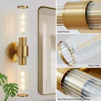 Vaziden Bathroom Light Fixtures Gold Wall Sconce In Threaded Glass Indoor Wall Sconces Modern Bathroom Vanity Light Up And Dow