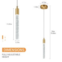 Zhllmq Modern Kitchen Island Pendant Light Dimmable Led Gold Brass Finish Mini Pendant Lighting Bedroom Bedside Table Small Pend