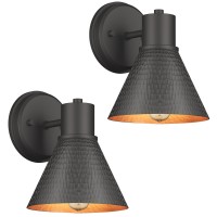 Outdoor Wall Sconces 2Pack Wall Lights Fixture Exterior Farmhouse Porch Light With Hammered Metal Shade Antirust Waterproof