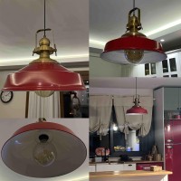 Bamyum Asletl Industrial Farmhouse Pendant Light Fixtures Metal Handmade Painted 15.7