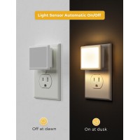 L Lohas Led Night Lights Plug Into Wall 2-Pack, 0.3W Plug In Night Light, Dusk To Dawn, 3000K Soft White, Bright Nightlight Auto-On/Off, For Adults Kids Room Bedroom Bathroom Hallway Kitchen, Non-Dim