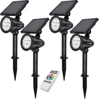 Itscool Solar Spot Lights, Colored Tree Spotlight Outdoor With Remote Control, 9 Colors Fixed Or Auto Change For Yard