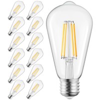 12 Pack Vintage Led Edison Bulbs 6W Equivalent 60W, Antique Led Filament Bulbs With 80+ Cri, E26 Medium Base, Non-Dimmable, Clear Glass, Warm White 2700K