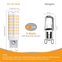 Sapiential Creation G9 Led Bulb Dimmable T4 G9 Led Light Bulbs Led 40 60 Watts G9 Halogen Ceramic Light Bulbs Equivalent 6W 600Lm 3000K Warm White Cri 85,360 Degrees Beam Angle,6 Pack