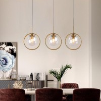 Dlsixyi Glass Pendant Light Vintage Industrial Pendant Lamp Brass Metal Pendant Lighting With Circle Round Globe Shade Hanging Lamp Fixture Adjustable Pendant Hanging Light For Bedroom Kitchen Island