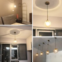 Dlsixyi Glass Pendant Light Vintage Industrial Pendant Lamp Brass Metal Pendant Lighting With Circle Round Globe Shade Hanging Lamp Fixture Adjustable Pendant Hanging Light For Bedroom Kitchen Island