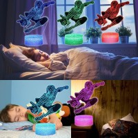 Superhero 3D Night Lights For Kids, Spider Superhero 3D Illusion Led Lamp With 16 Colors Changing Remote & Smart Touch Control Superhero Toys For Boys, Birthday Christmas Gifts For Men Boys Girls