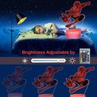 Superhero 3D Night Lights For Kids, Spider Superhero 3D Illusion Led Lamp With 16 Colors Changing Remote & Smart Touch Control Superhero Toys For Boys, Birthday Christmas Gifts For Men Boys Girls