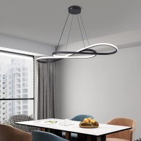 Afaoel Modern Led Dimmable Chandelier 45W Color Temperature 3000K-4000K-5000K Creative Design Suitable For Living Room Dining Room Kitchen Island Bedroom Foyer Note The Shape (Black, 40 Inch)